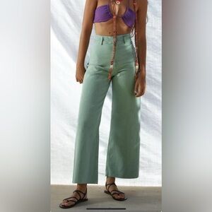 Zara marine straight jeans in green wide leg high rise